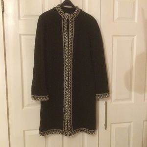 Talbots Collection 100% Black Merino Wool Long Blazer